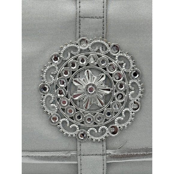 Silver Foldable Travel Jewelry Organizer With Embellished Button Closure - Picture 2 of 10